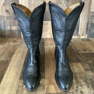 Tony Lama Vintage Classic Black Western Cowboy Boots Mens 10 EE
